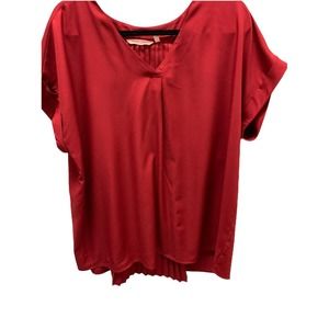 Soft Surroundings XL Red Tunic With Cap Sleeves And Pleated Back